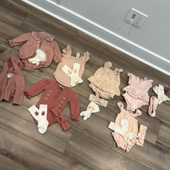 7 sets - different brands - Adorable Pink and Cream Kids One Piece Set